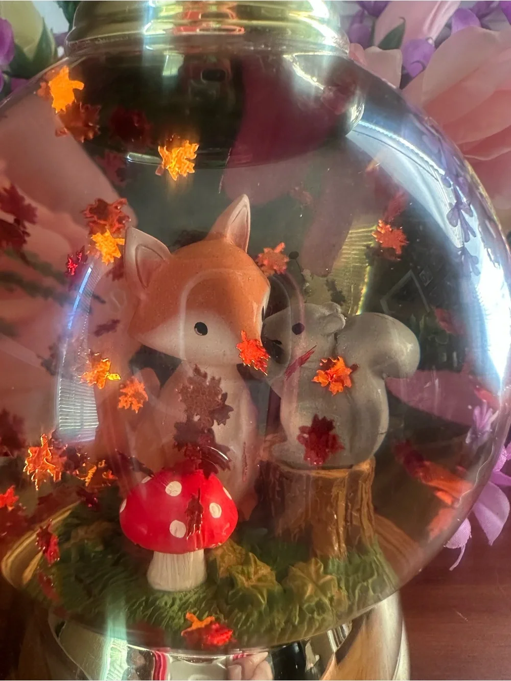 BATH & BODY WORKS WOODLAND FOREST FOX WATER GLOBE PEDESTAL 3 WICK CANDLEHOLDER
